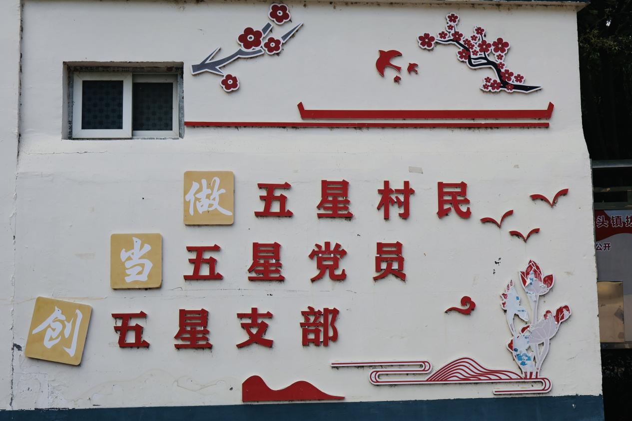 圖為撥云嶺村“五星”創建宣傳標識 黃雅莉 供圖